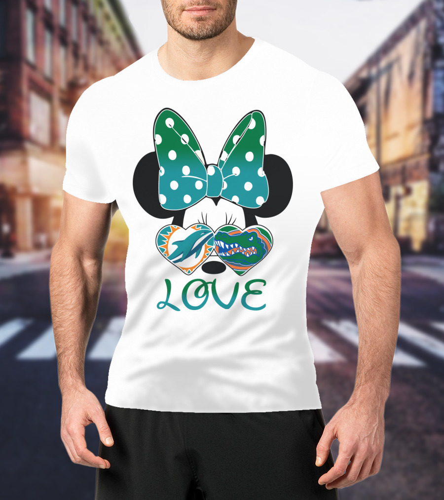 Love Mickey Gator Dolphin Hearts T-Shirt