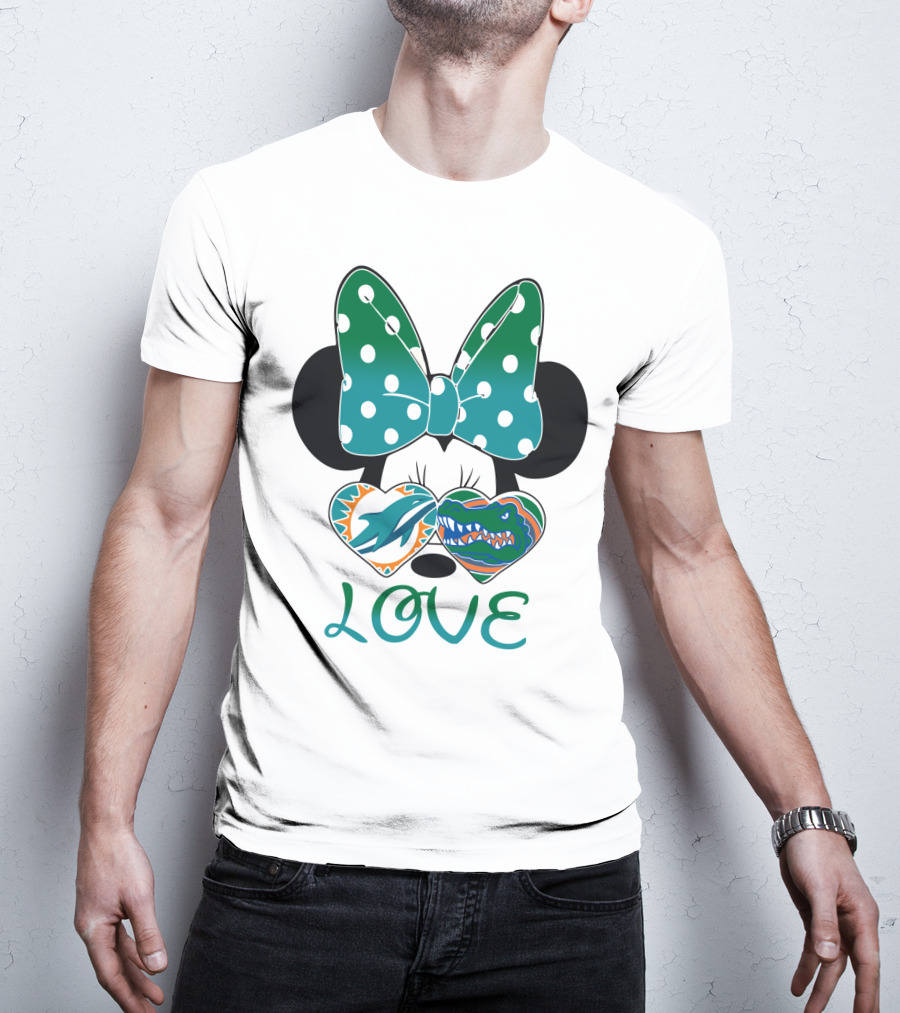 Love Mickey Gator Dolphin Hearts T-Shirt