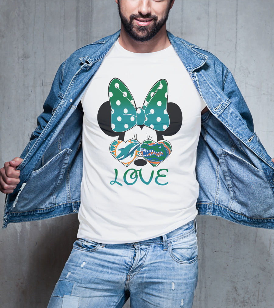 Love Mickey Gator Dolphin Hearts T-Shirt