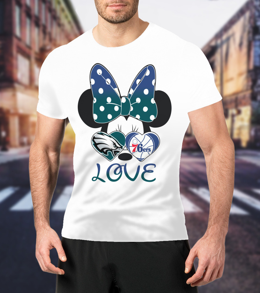 Love Eagles 76ers Bow Hearts T-Shirt