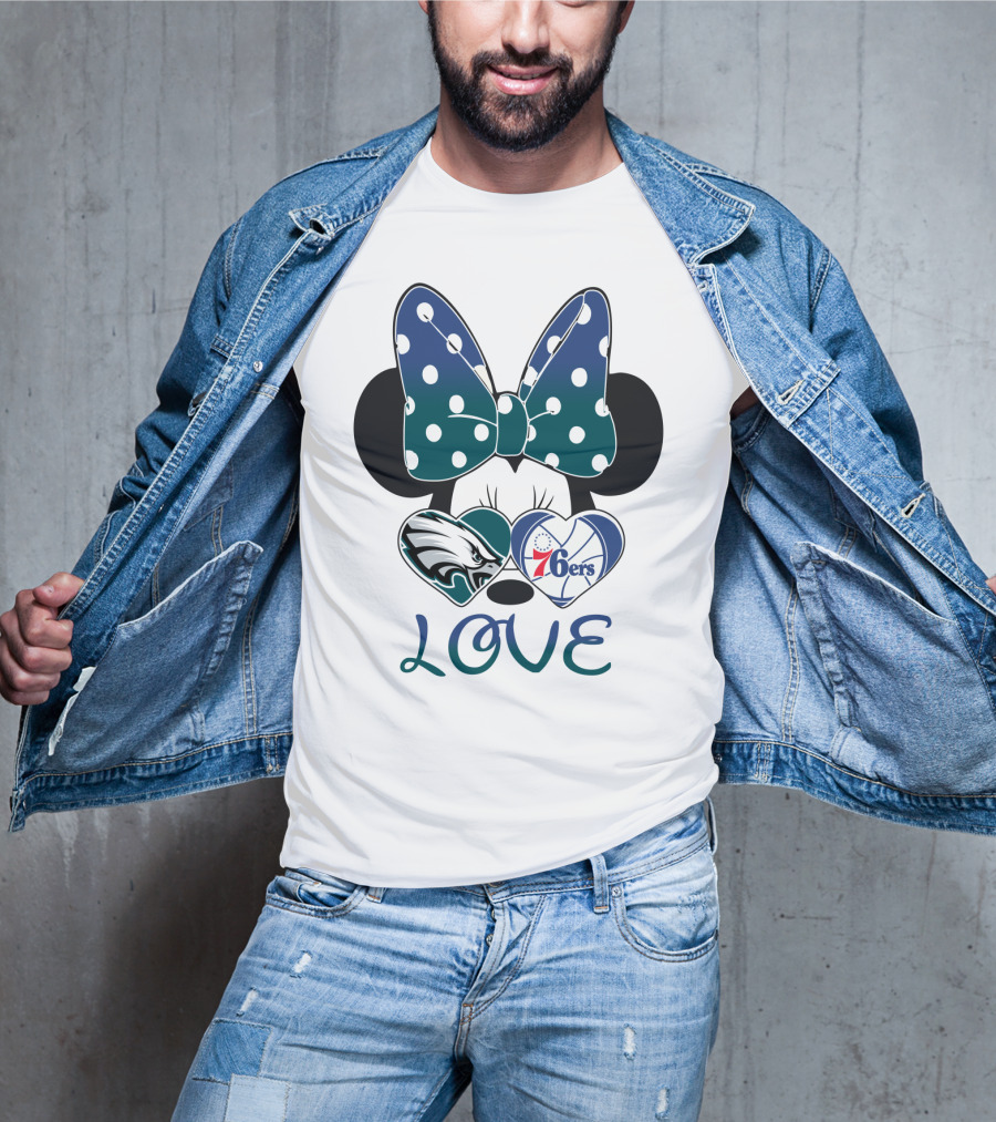 Love Eagles 76ers Bow Hearts T-Shirt