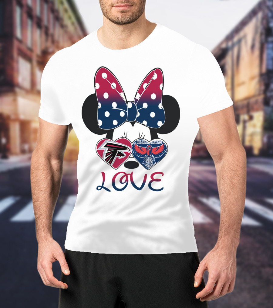 Mic 060 Minnie Mouse Love Atlanta Falcons Hawks Hearts T-Shirt