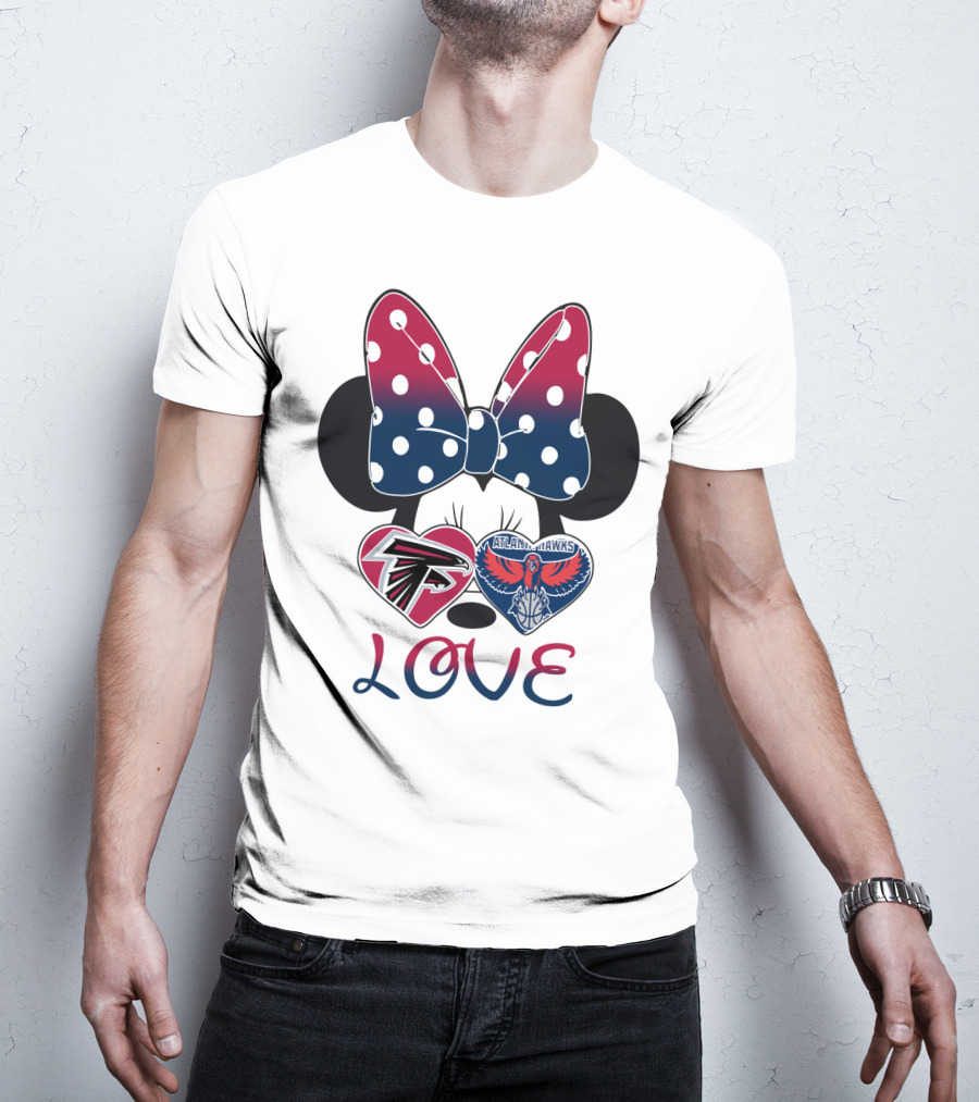 Mic 060 Minnie Mouse Love Atlanta Falcons Hawks Hearts T-Shirt