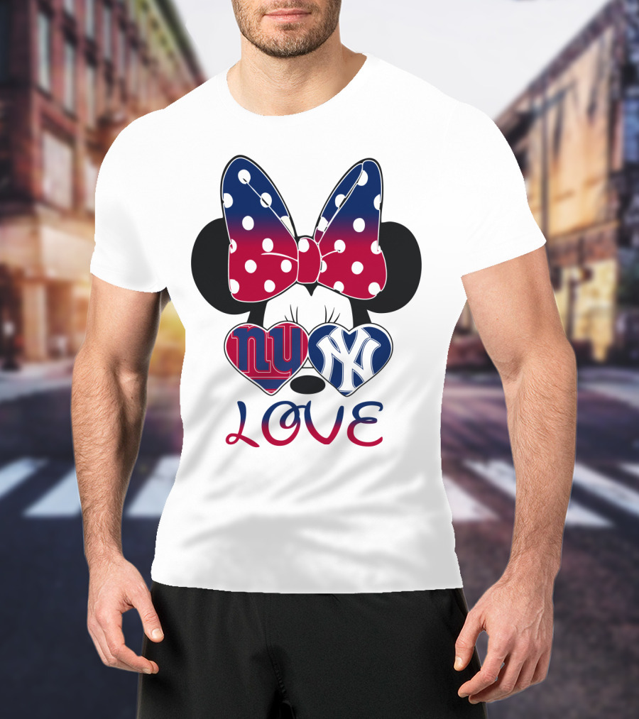 Mic 066 Minnie Bow Giants Yankees Love T-Shirt