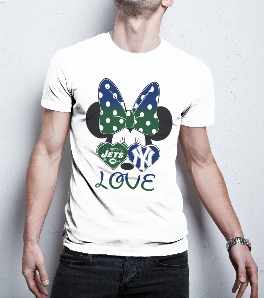 Minnie Mouse Bow New York Jets Yankees Love T-Shirt
