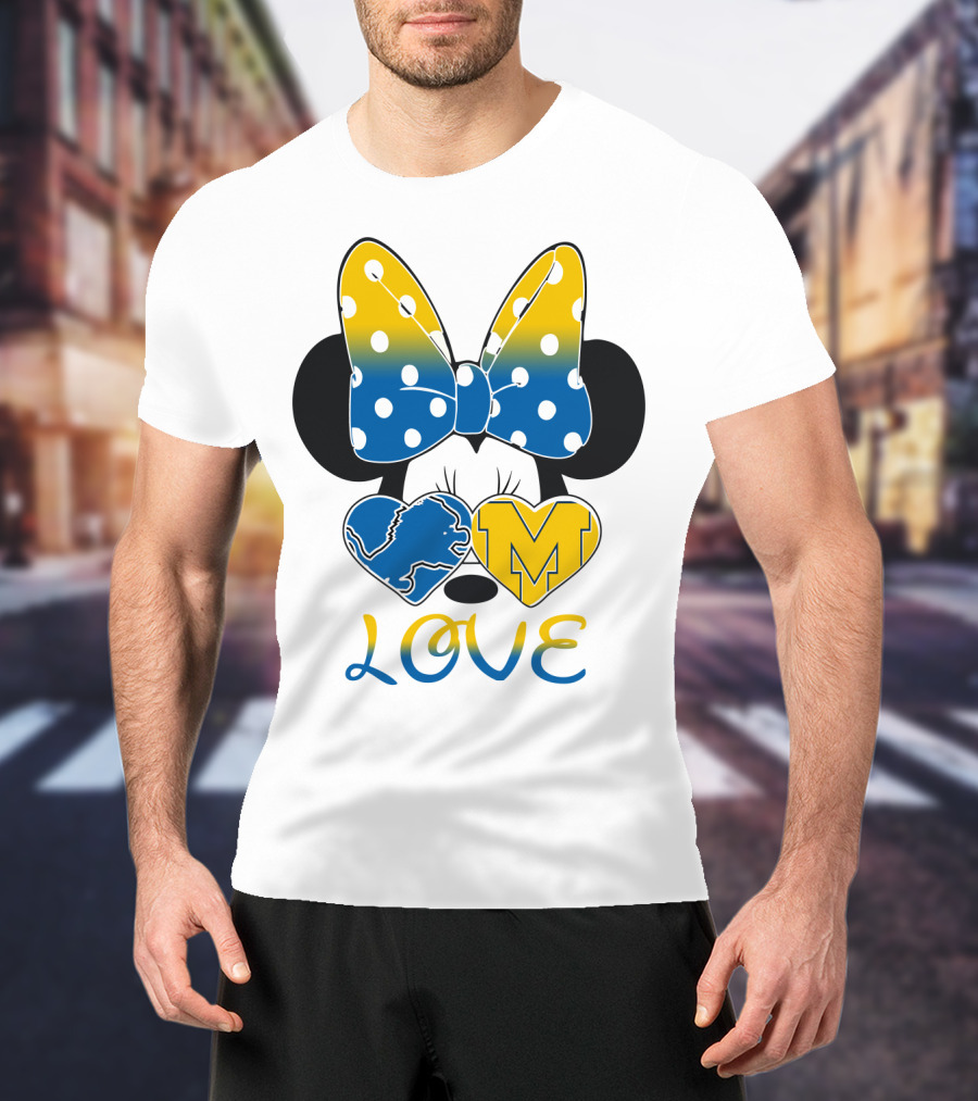 Minnie Bow Lions Michigan Love T-Shirt