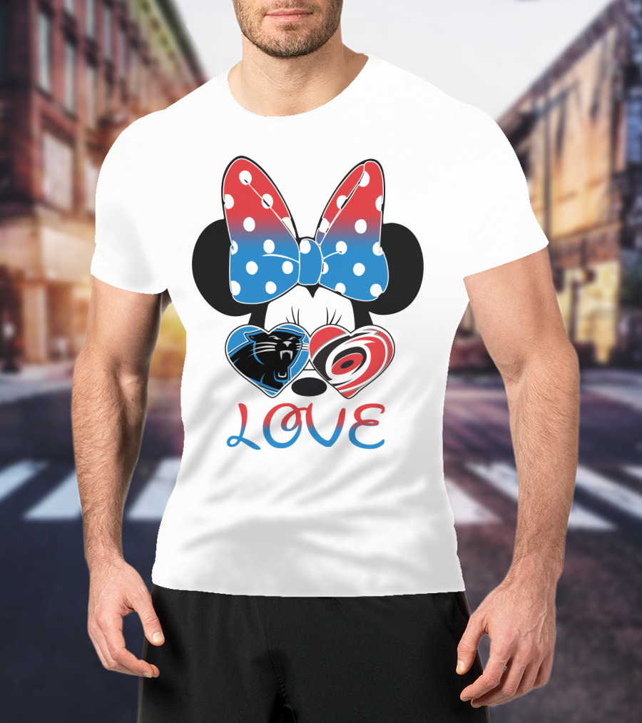 Love Carolina Panthers Hurricanes Minnie Bow T-Shirt