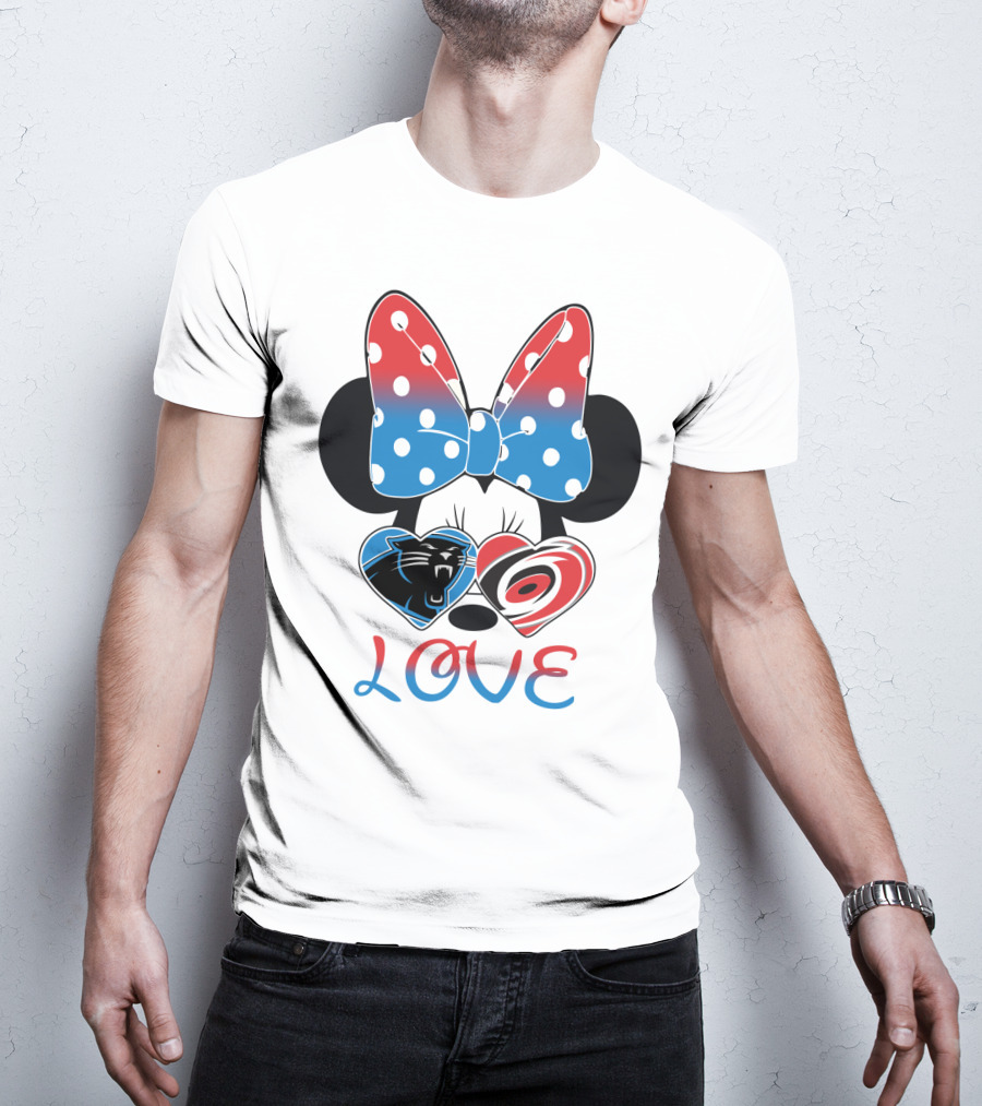 Love Carolina Panthers Hurricanes Minnie Bow T-Shirt