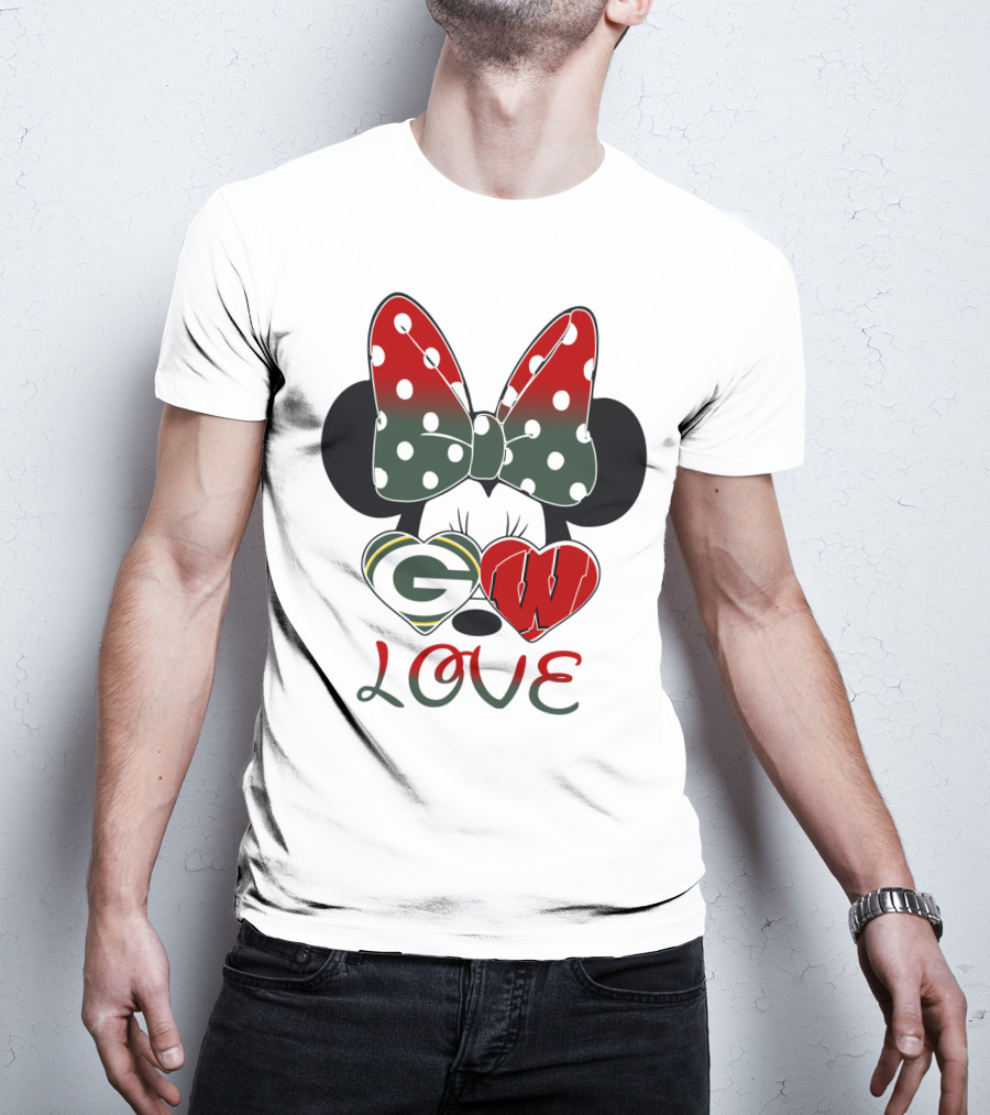 Minnie Mouse Packers Badgers Love T-Shirt