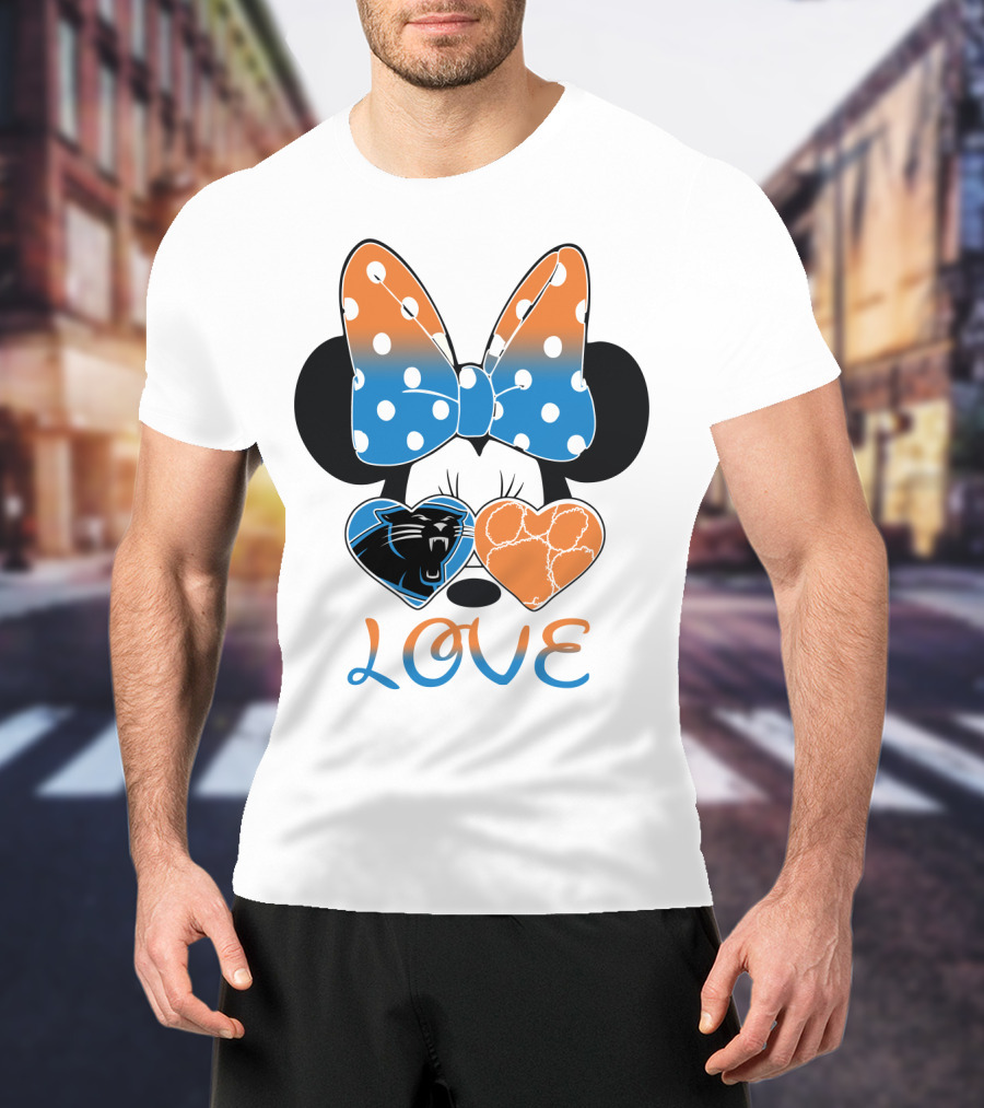Minnie Mouse Bow Love Panthers Clemson Mix T-Shirt