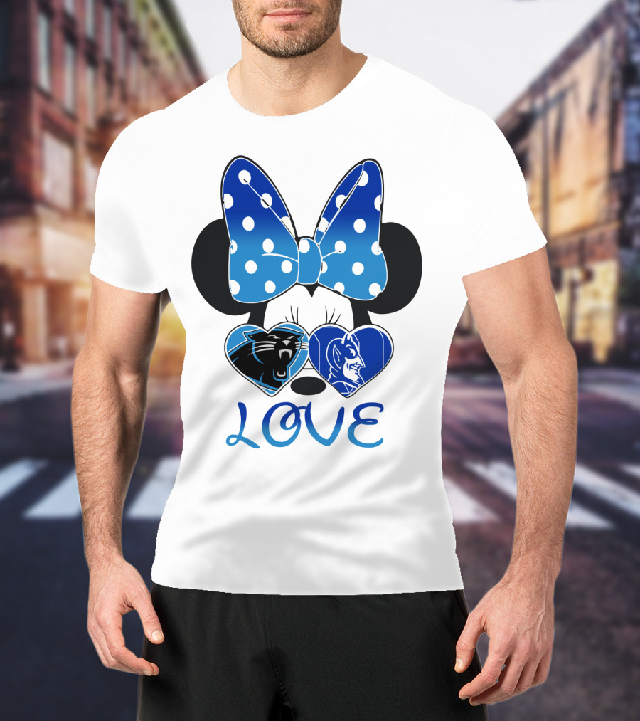 Love Carolina Panthers Duke Blue Devils Disney Bow T-Shirt