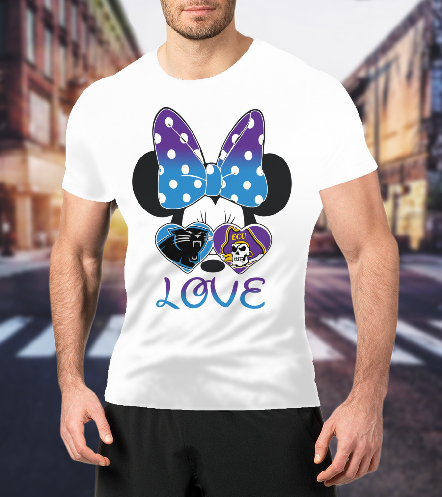 Love Panthers Ecu Pirates Minnie Bow T-Shirt