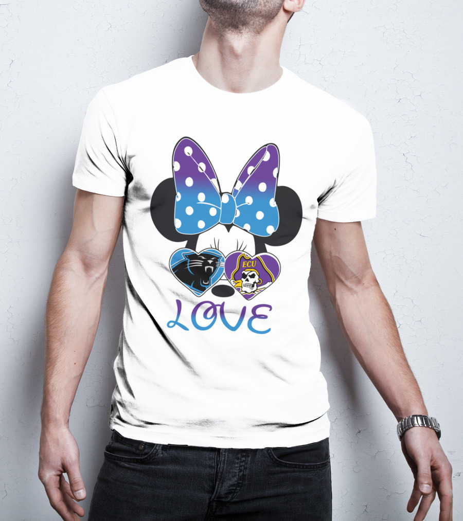 Love Panthers Ecu Pirates Minnie Bow T-Shirt