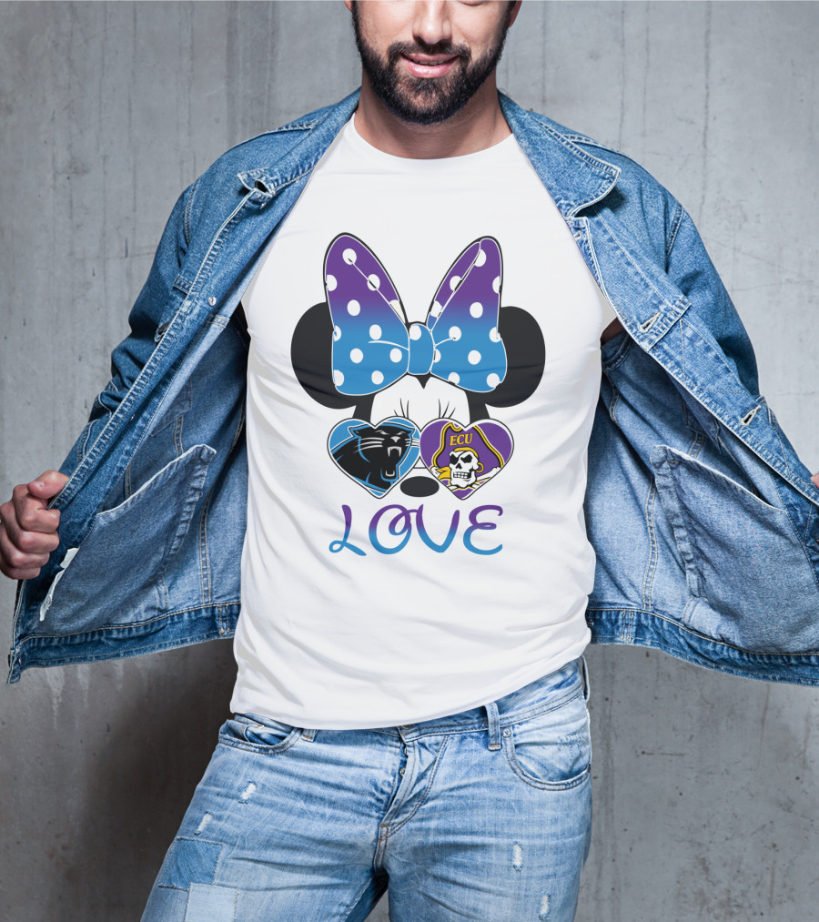 Love Panthers Ecu Pirates Minnie Bow T-Shirt