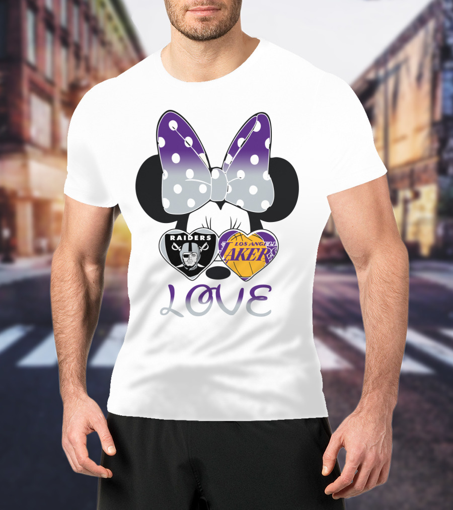 Los Angeles Lakers Raiders Love Minnie Bow T-Shirt