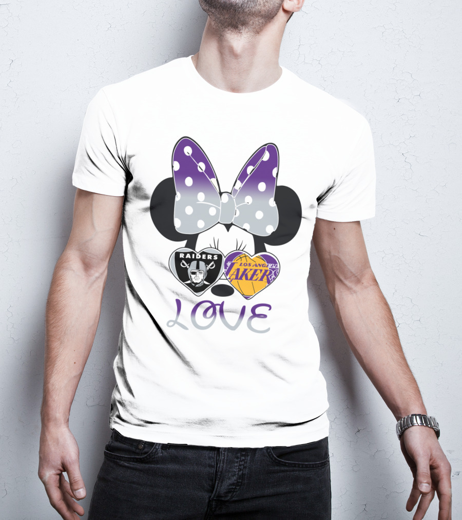 Los Angeles Lakers Raiders Love Minnie Bow T-Shirt