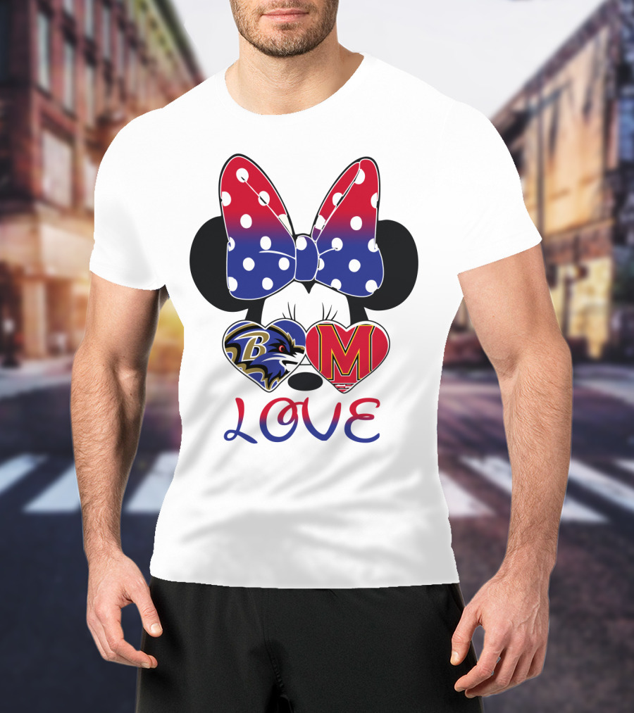 Mic 102 Minnie Mouse Ravens Maryland Love T-Shirt