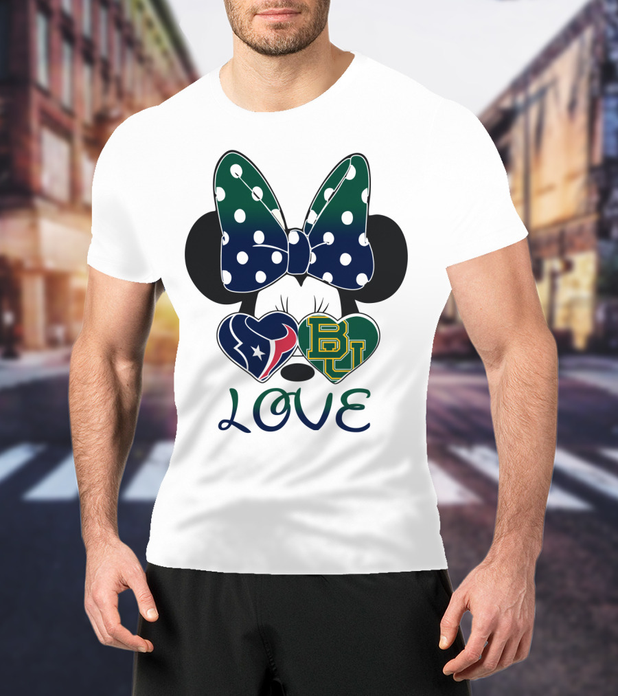 Houston Texans Baylor University Love Minnie Polka Dot Bow T-Shirt