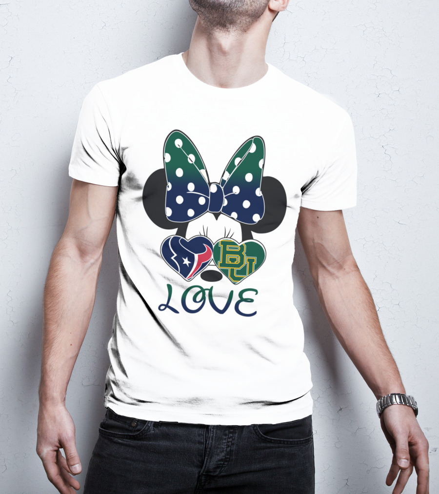 Houston Texans Baylor University Love Minnie Polka Dot Bow T-Shirt