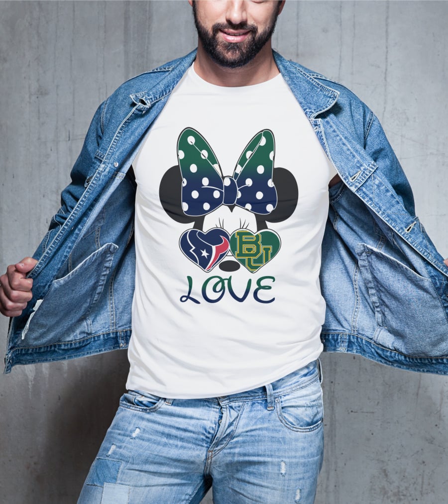 Houston Texans Baylor University Love Minnie Polka Dot Bow T-Shirt
