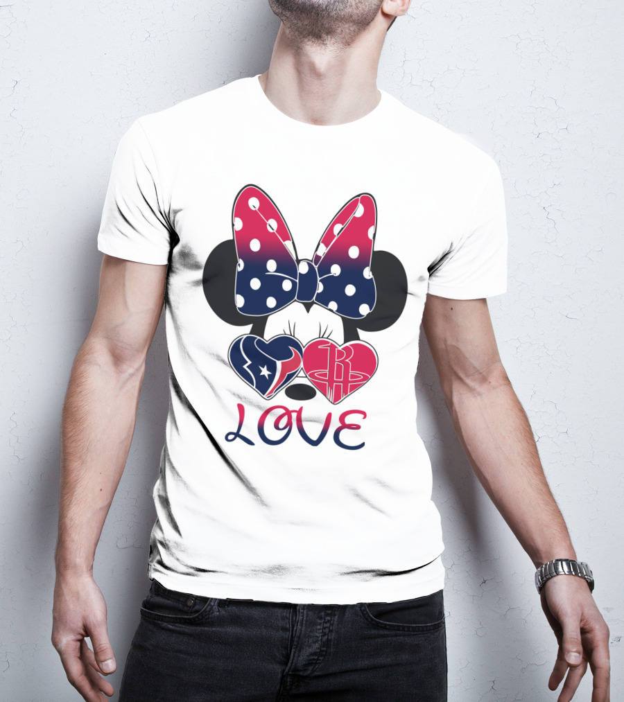 Love Minnie Mouse Houston Texans Rockets Hearts T-Shirt