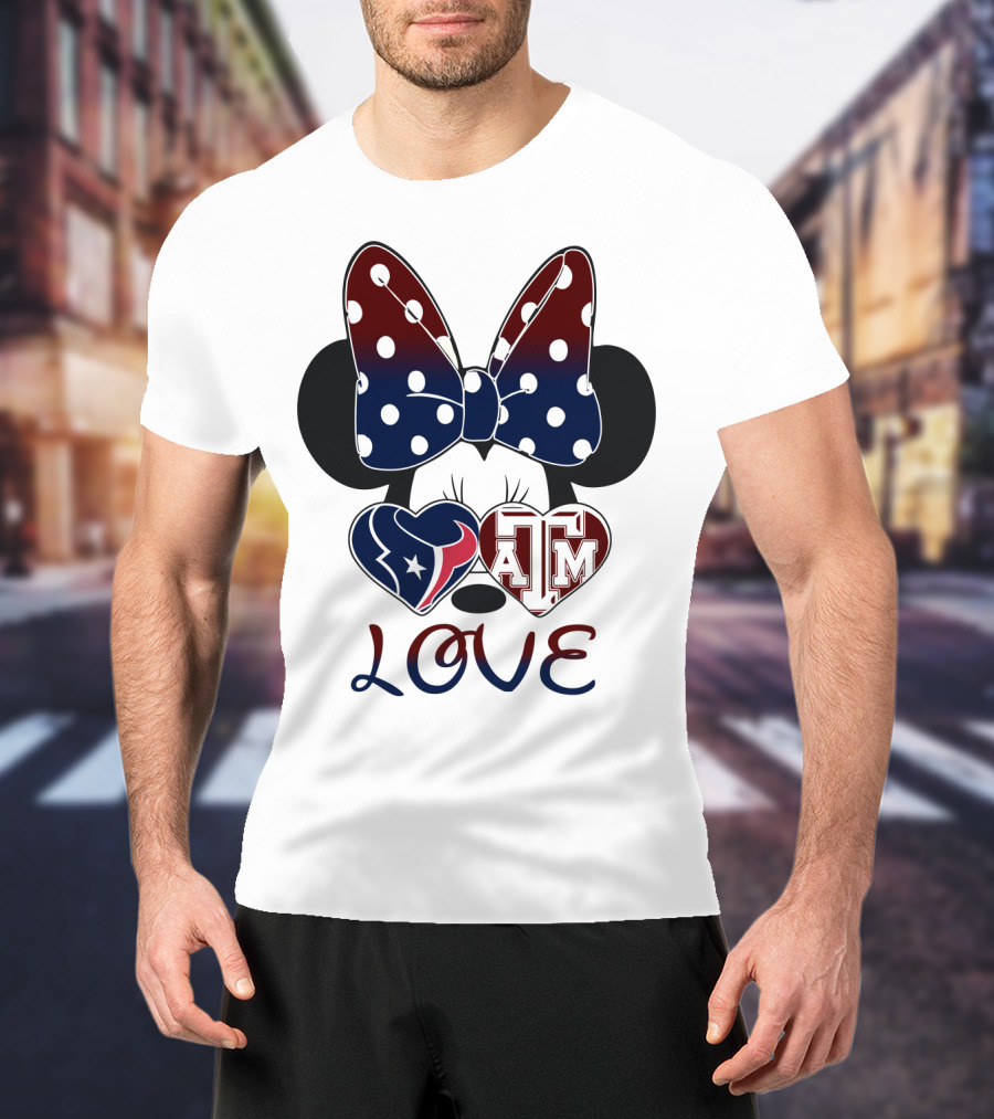 Minnie Bow Texans Love A&M Hearts T-Shirt