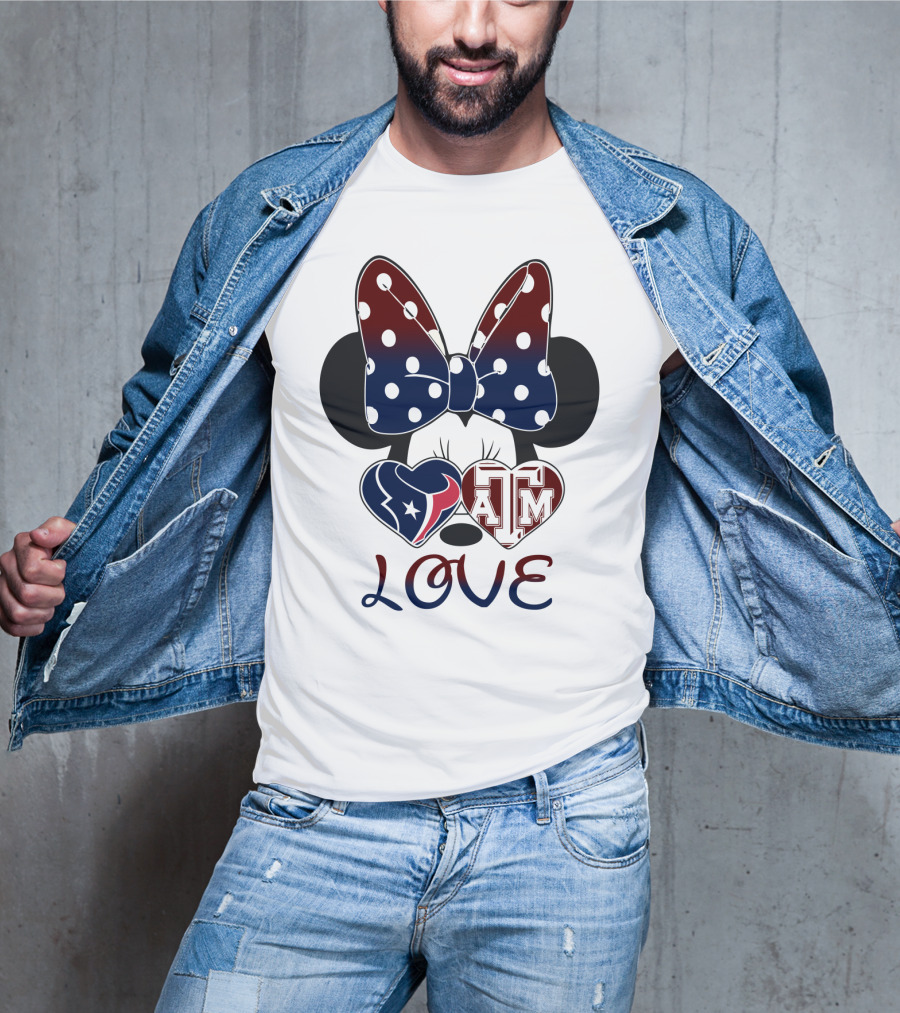 Minnie Bow Texans Love A&M Hearts T-Shirt