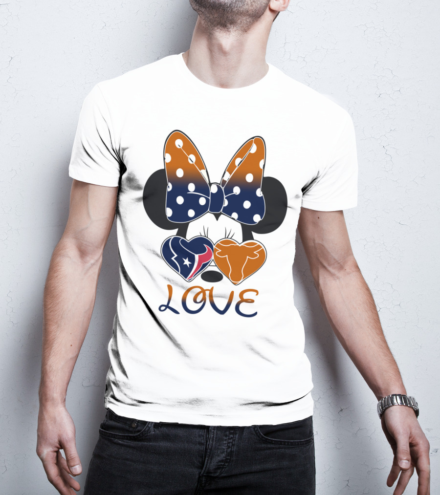 Love Texas Houston Football Minnie Ears Bow T-Shirt
