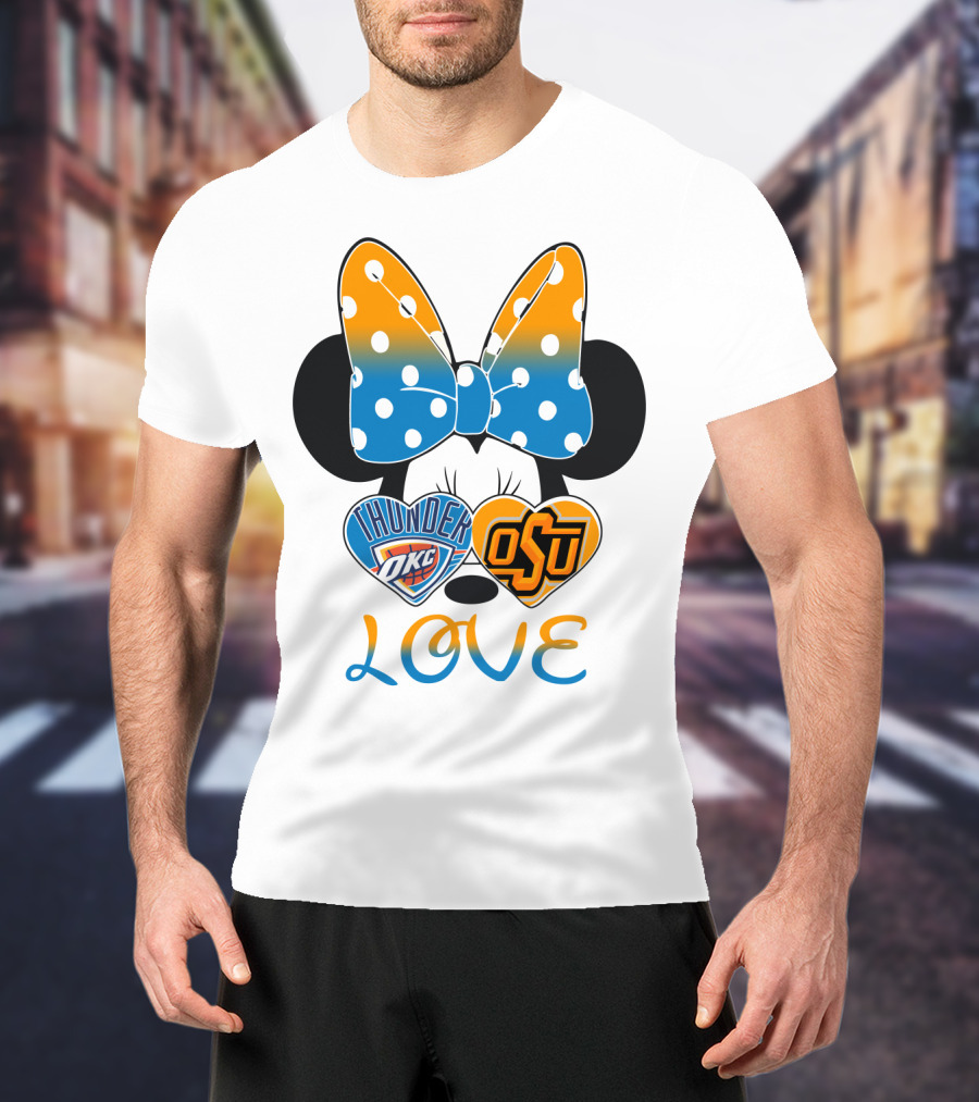 Okc Thunder Osu Love Minnie Bow Hearts T-Shirt
