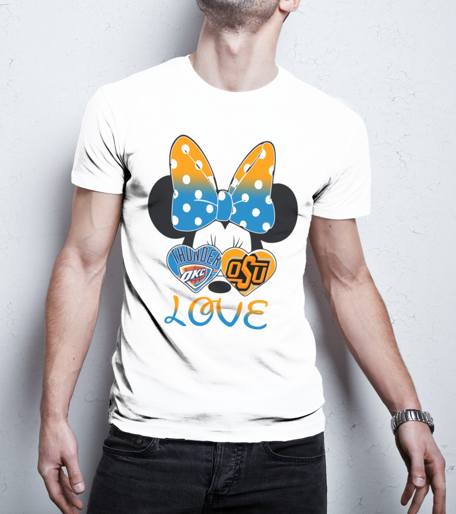 Okc Thunder Osu Love Minnie Bow Hearts T-Shirt