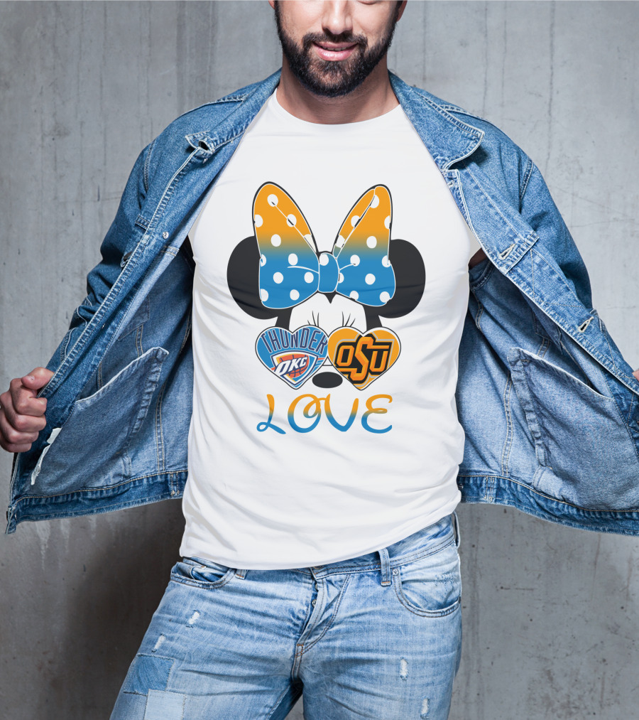 Okc Thunder Osu Love Minnie Bow Hearts T-Shirt