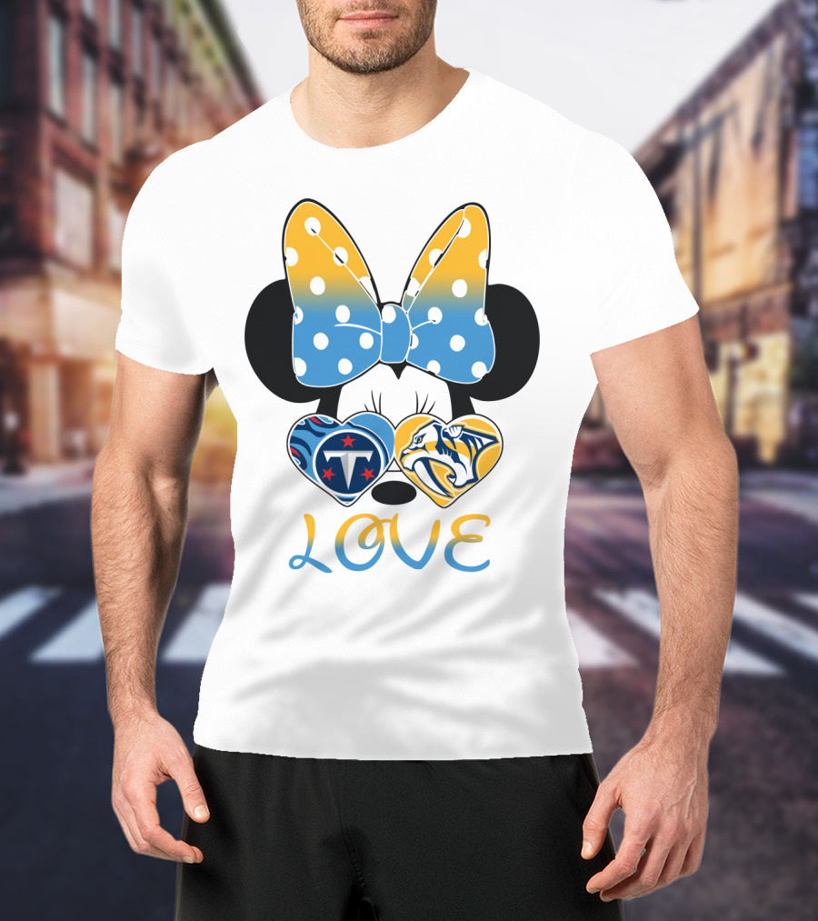 Love Minnie Ears Tennessee Titans Predators Hearts T-Shirt