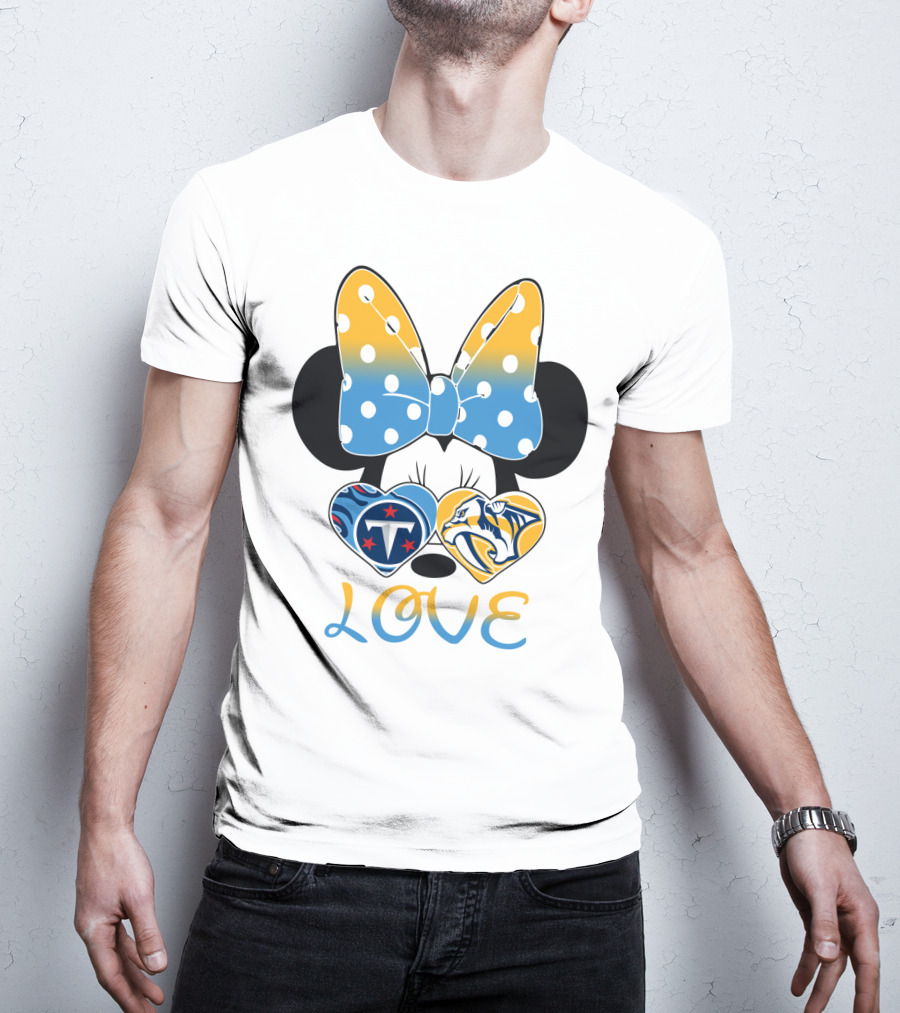 Love Minnie Ears Tennessee Titans Predators Hearts T-Shirt