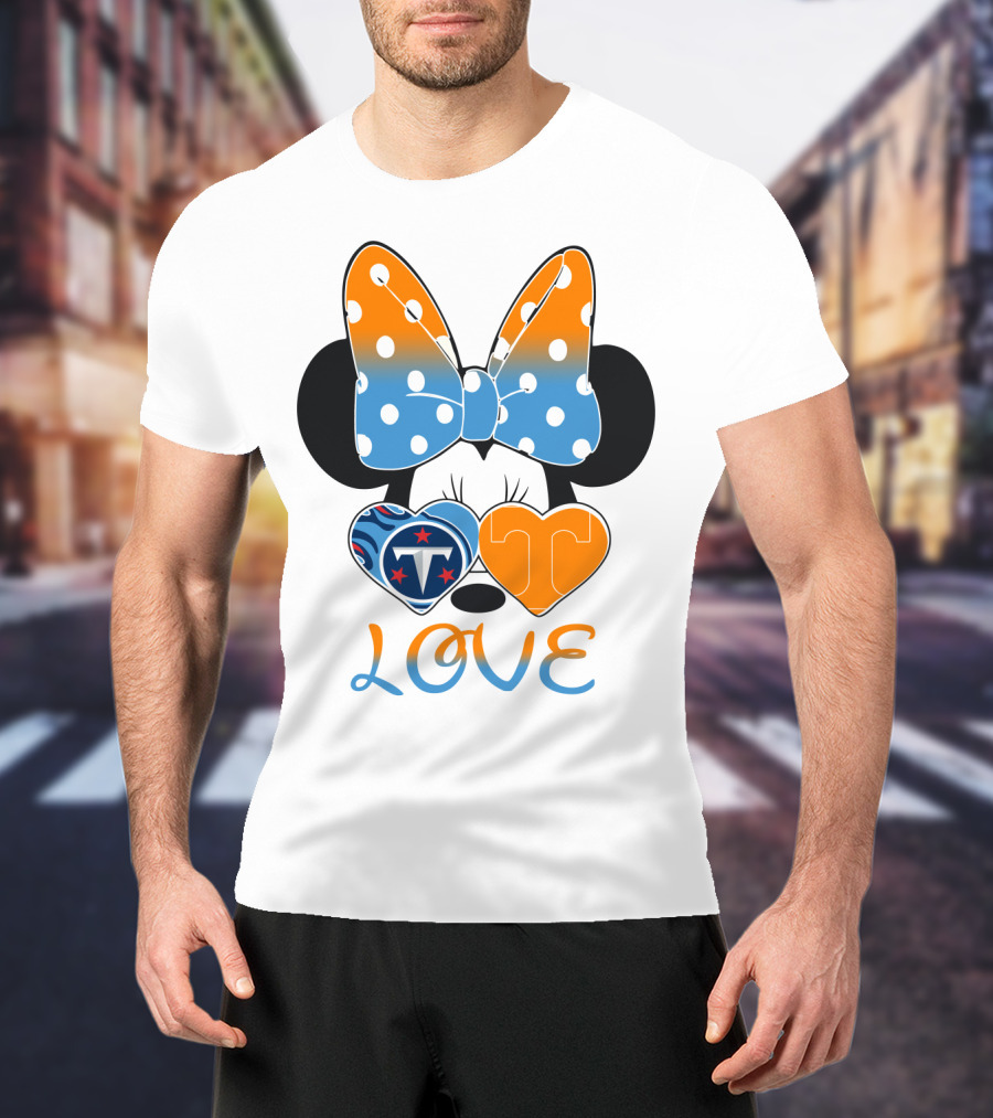 Minnie Mouse Love Tennessee Titans Hearts T-Shirt