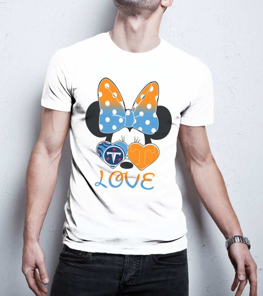 Minnie Mouse Love Tennessee Titans Hearts T-Shirt