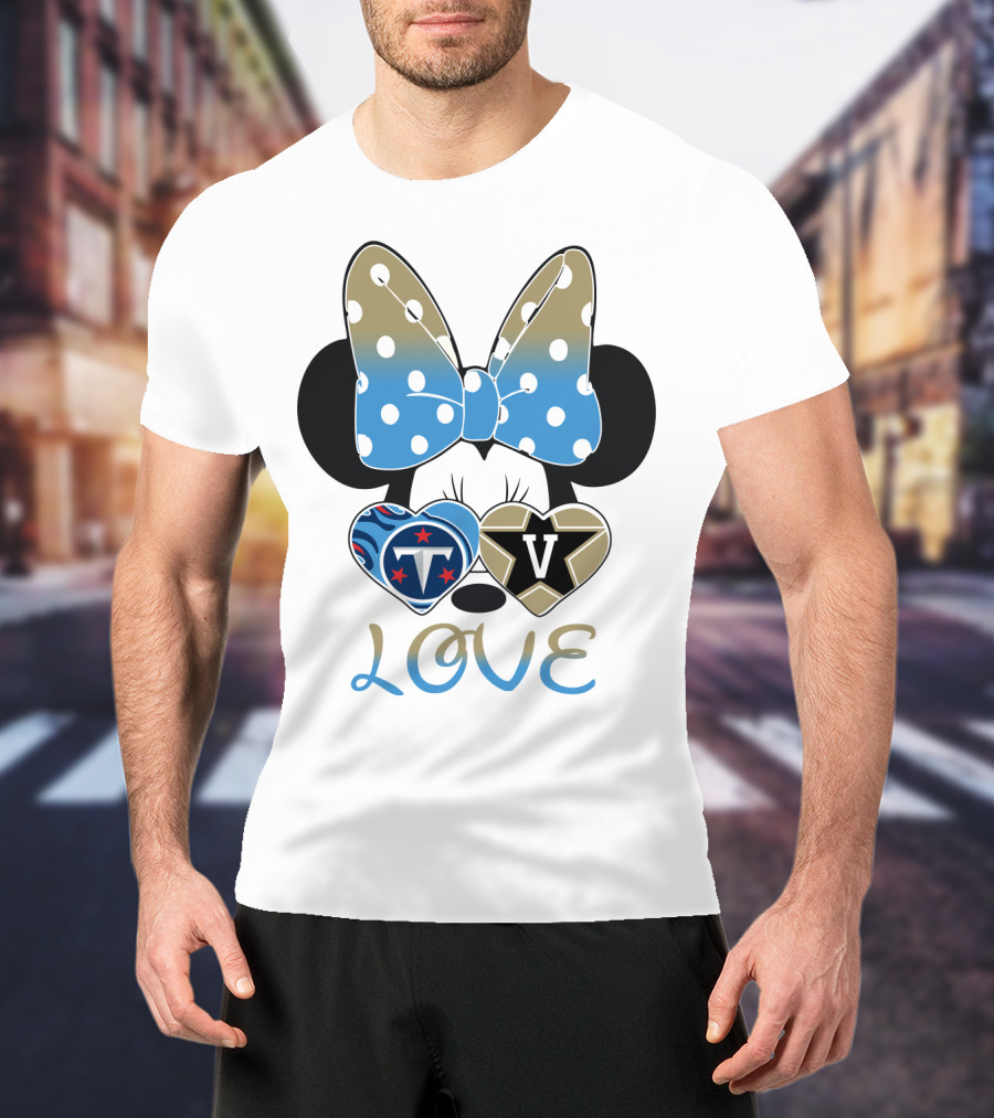Love Tennessee Titans Vanderbilt Minnie Bow T-Shirt