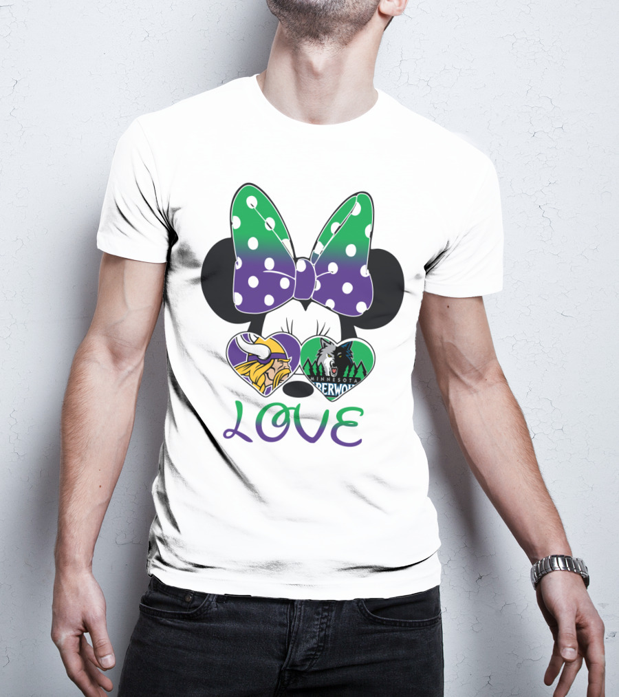 Minnesota Vikings Timberwolves Love With Bow T-Shirt