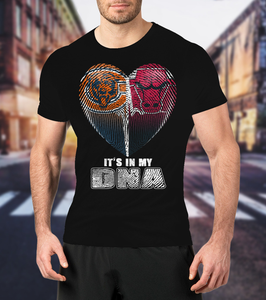 It's In My Dna Bears Bulls Heart Fingerprint 007 T-Shirt