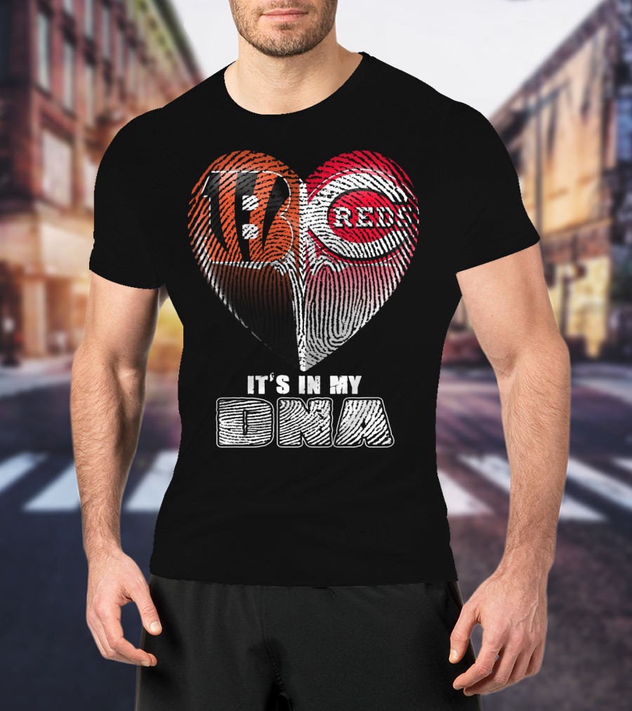 Cincinnati Bengals Reds Fan Heart It's In My Dna T-Shirt