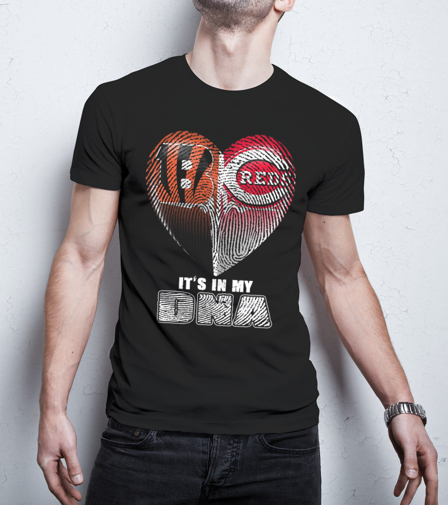 Cincinnati Bengals Reds Fan Heart It's In My Dna T-Shirt