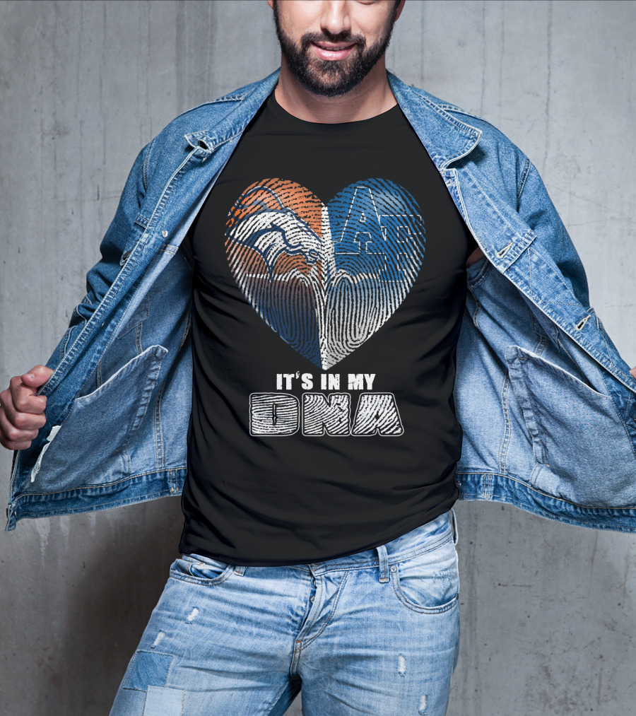 It's In My Dna Broncos Air Force Heart Fingerprint T-Shirt