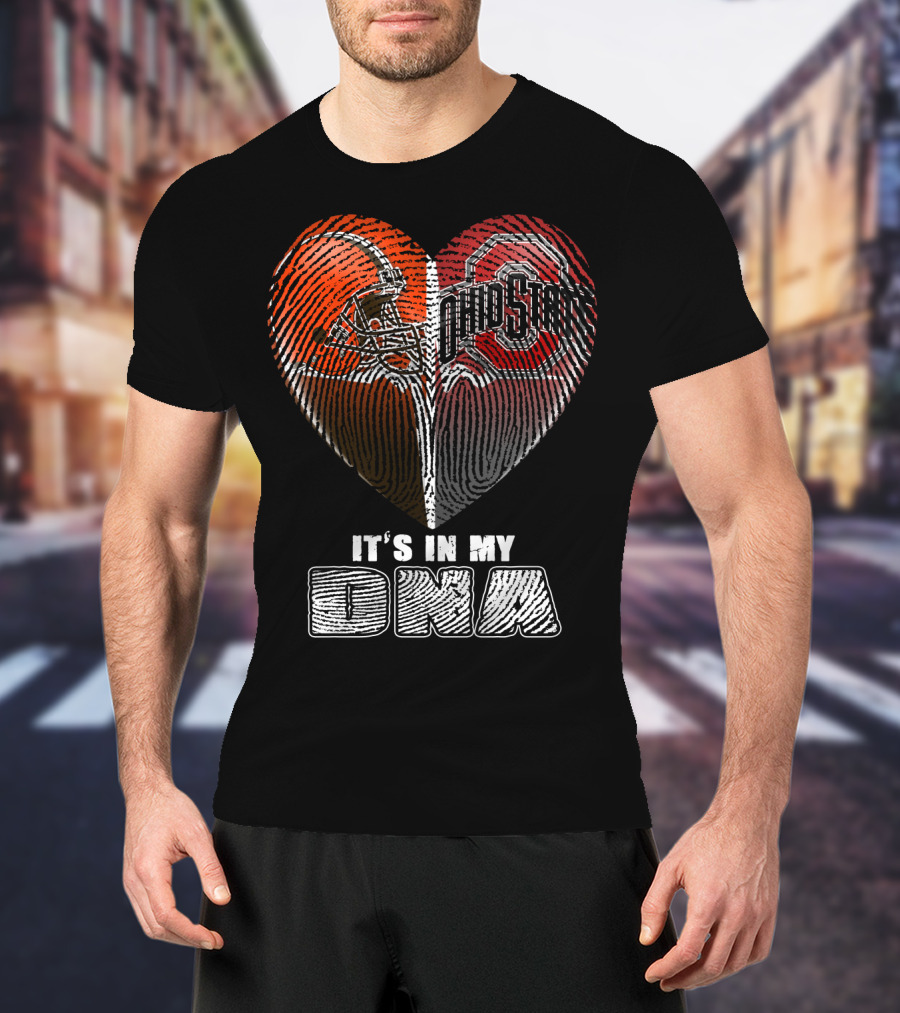 It's In My Dna Ohio State Buckeyes Cleveland Browns Heart Fingerprint T-Shirt