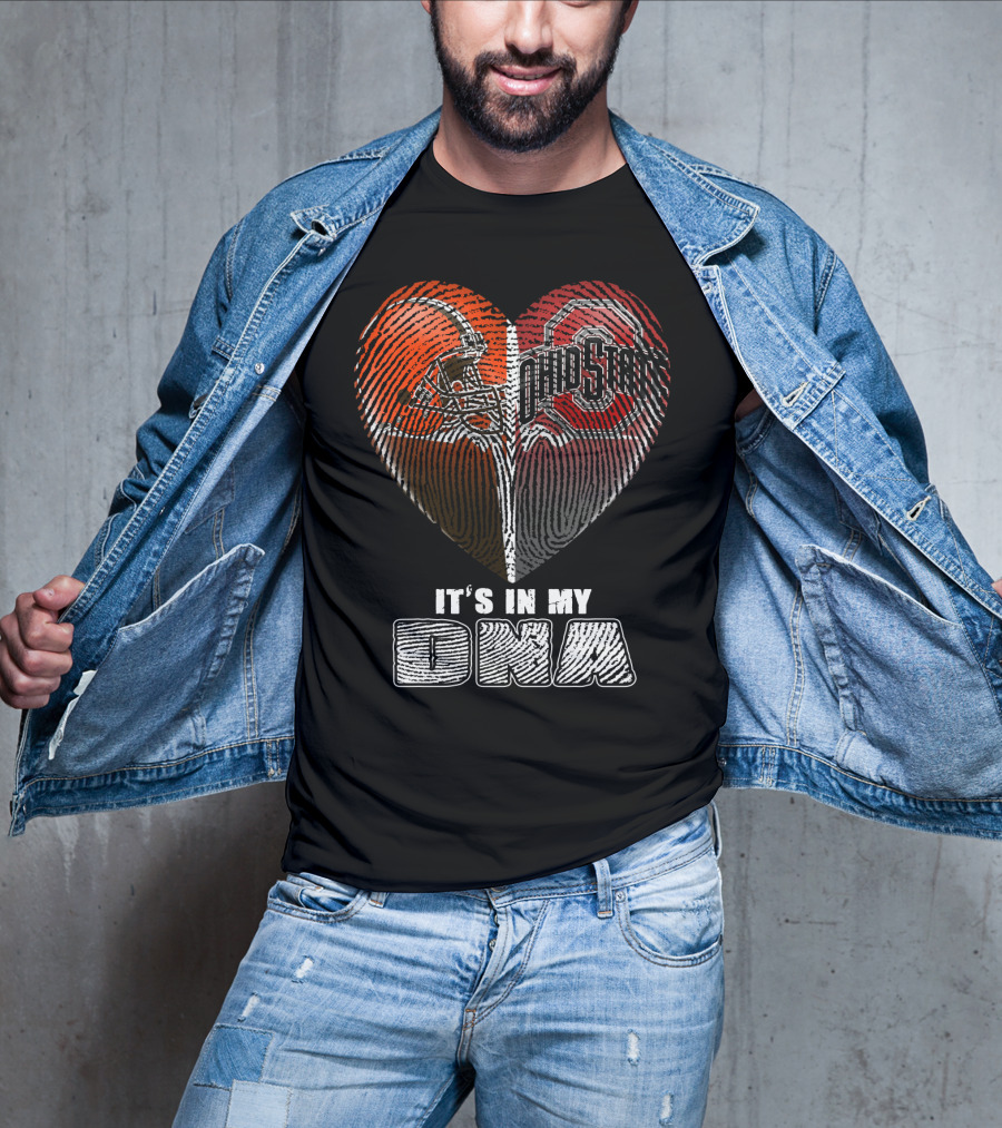 It's In My Dna Ohio State Buckeyes Cleveland Browns Heart Fingerprint T-Shirt