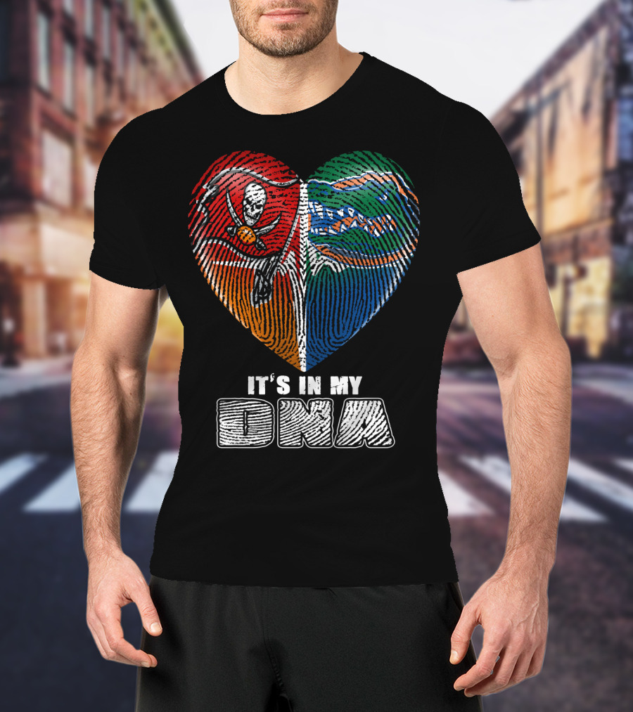 It's In My Dna Buccaneers Gators Heart Fingerprint T-Shirt