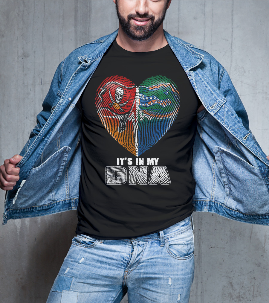 It's In My Dna Buccaneers Gators Heart Fingerprint T-Shirt
