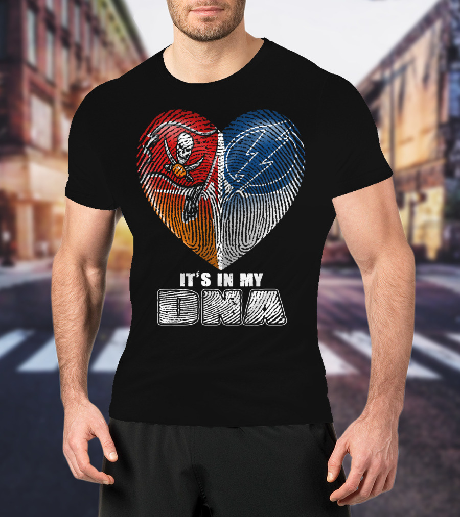 It's In My Dna Buccaneers Lightning Heart Fingerprint T-Shirt