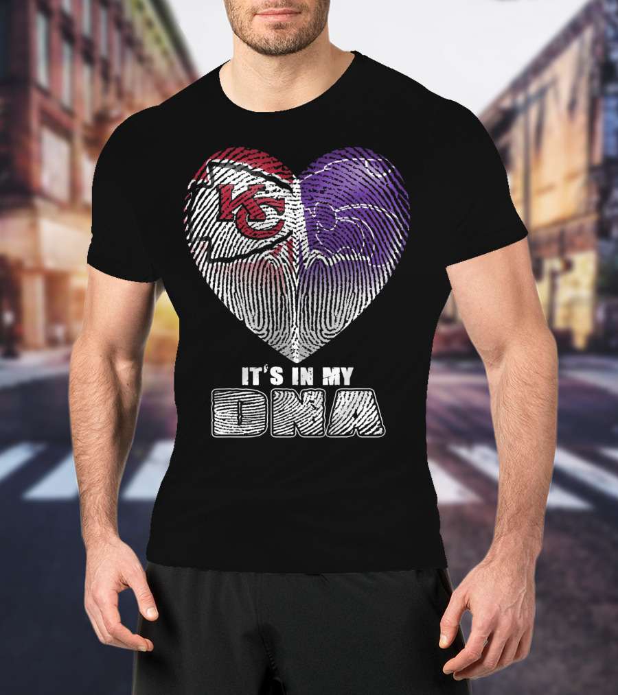It's In My Dna Kc Chiefs K-State Wildcats Heart T-Shirt