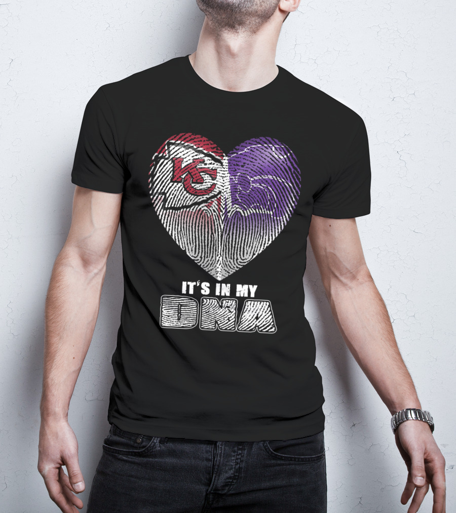 It's In My Dna Kc Chiefs K-State Wildcats Heart T-Shirt
