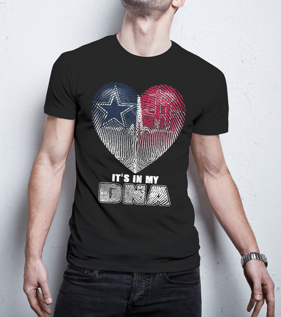 It's In My Dna Dallas Houston Heart Fingerprint T-Shirt