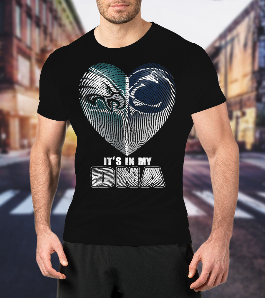 It's In My Dna Eagles Penn State Heart Fingerprint T-Shirt